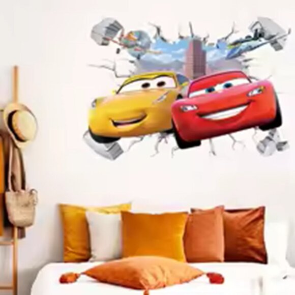 3D Broken wall Lightning McQueen & Cruz Ramirez Wall Sticker - Picture 4 of 10